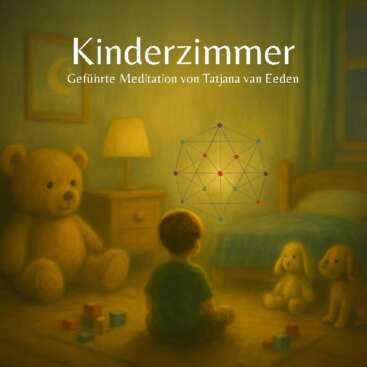 Kinderzimmer mit warmem Licht, Teddy und Spielzeugen – Symbol für die energetische Blaupause der Familie und spirituelle Entwicklung.