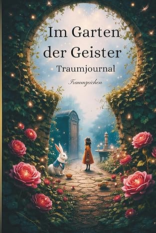 Buchcover „Im Garten der Geister – Der Seelenpfad“ mit mystischem Gartenweg, Kerzenlicht und roten Rosen