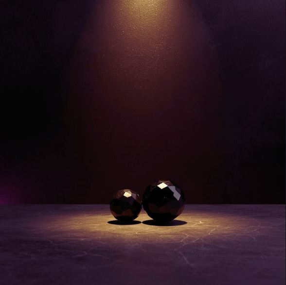 Zwei Sphären zwischen Licht und Schatten. Info: Intuition und das Feld der Dualität.